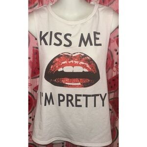 👄 Y2K Blu Planet Tank with Embellished Lip Graphic